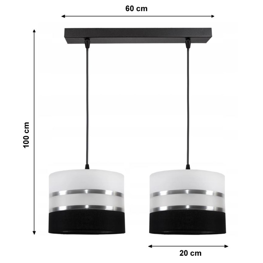 Πολύφωτο σε ράγα CORAL 2xE27/60W/230V ασπρόμαυρο