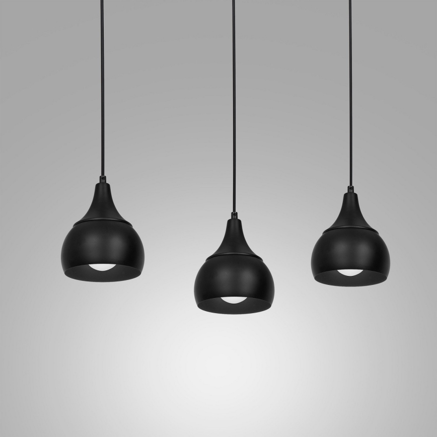 Πολύφωτο ράγα AKTAN 3xE27/60W/230V μαύρο