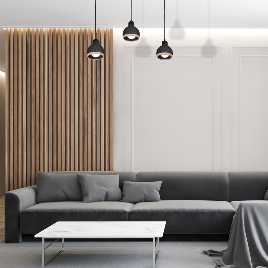 Πολύφωτο ράγα OVAL 3xE27/60W/230V μαύρο