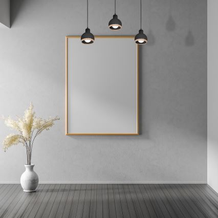 Πολύφωτο ράγα OVAL 3xE27/60W/230V μαύρο