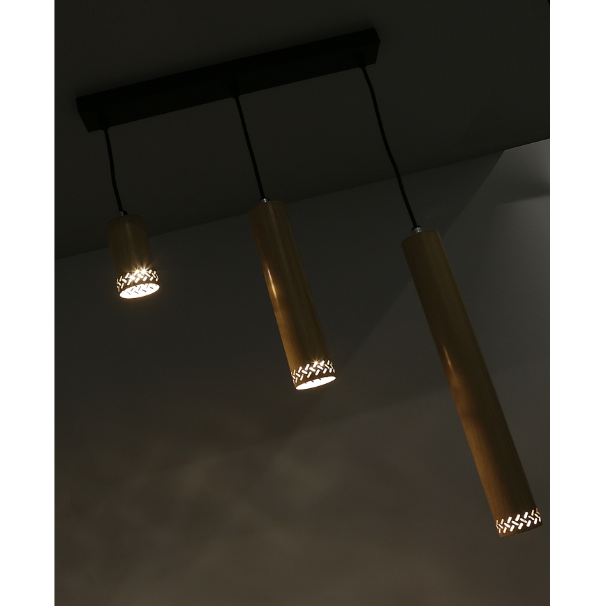 Πολύφωτο ράγα TUBO 3xGU10/25W/230V ξύλο