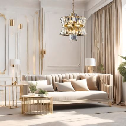 Πολύφωτο με αλυσίδα AURELIA 12xE14/40W/230V χρυσαφί