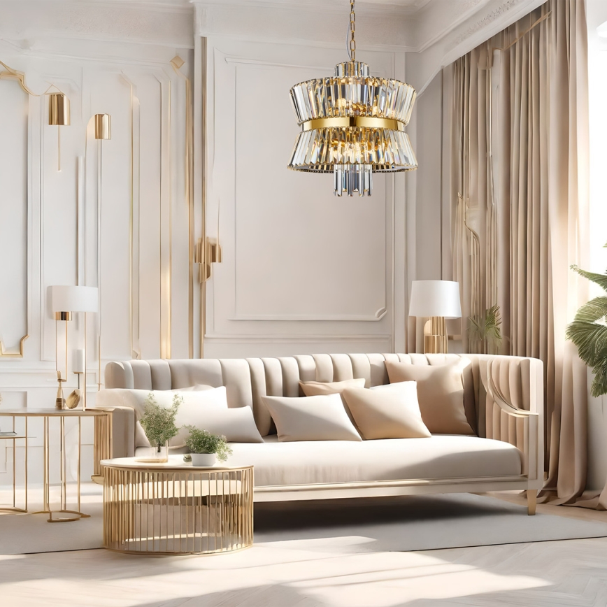 Πολύφωτο με αλυσίδα AURELIA 12xE14/40W/230V χρυσαφί