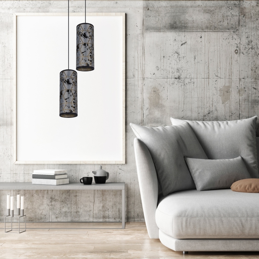 Πολύφωτο με συρματόσχοινο AVALO 2xE27/60W/230V διάμετρος 20 cm γκρι/μαύρο