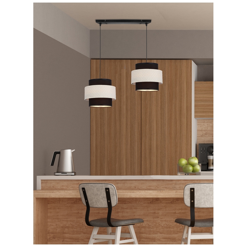 Πολύφωτο με συρματόσχοινο BENTA 2xE27/40W/230V μαύρο/κρεμ