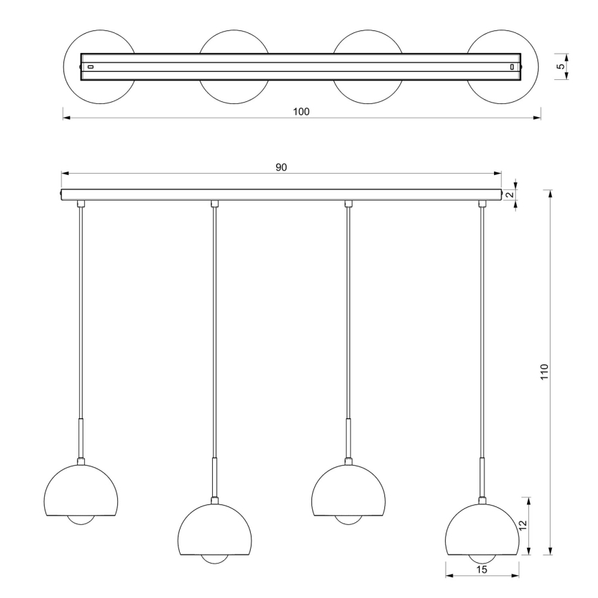 Πολύφωτο με συρματόσχοινο COOL 4xE27/60W/230V μαύρο