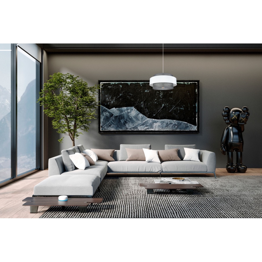 Πολύφωτο με συρματόσχοινο CORSA 1xE27/60W/230V λευκό/γκρι