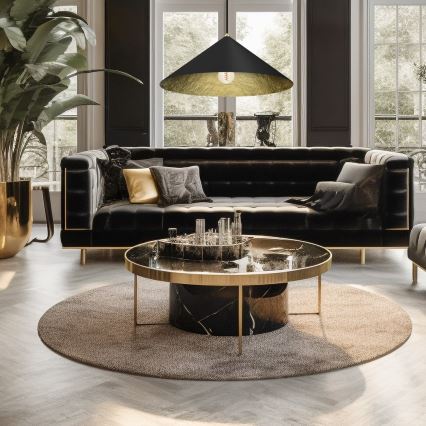 Πολύφωτο με συρματόσχοινο FUJI 1xE27/60W/230V διάμετρος 50 cm μαύρο/χρυσαφί