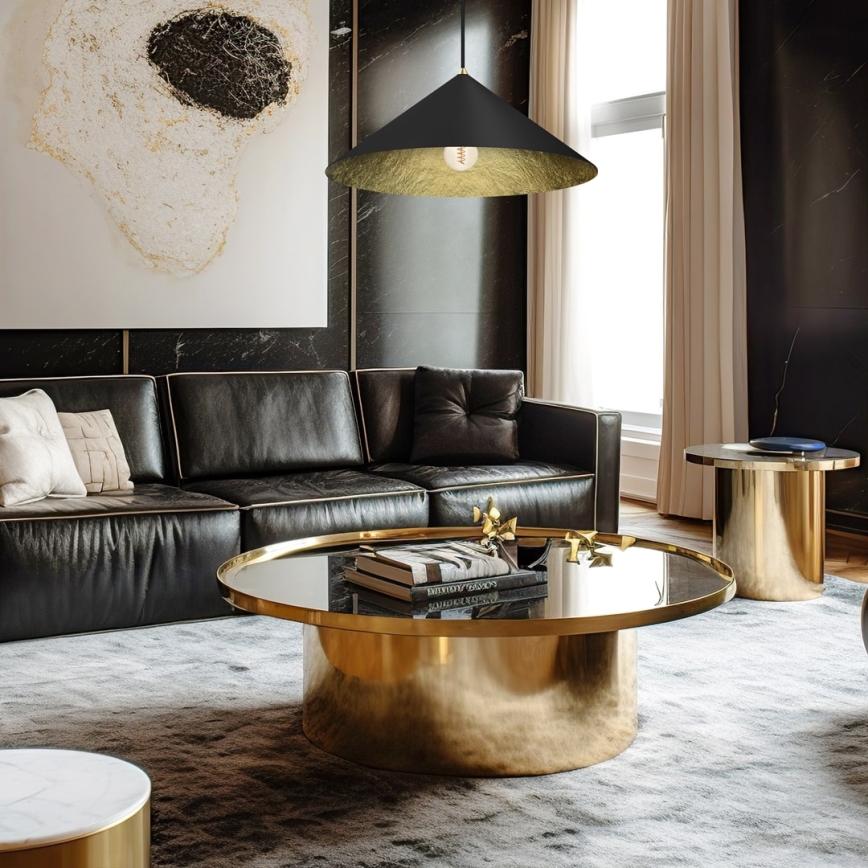 Πολύφωτο με συρματόσχοινο FUJI 1xE27/60W/230V διάμετρος 50 cm μαύρο/χρυσαφί