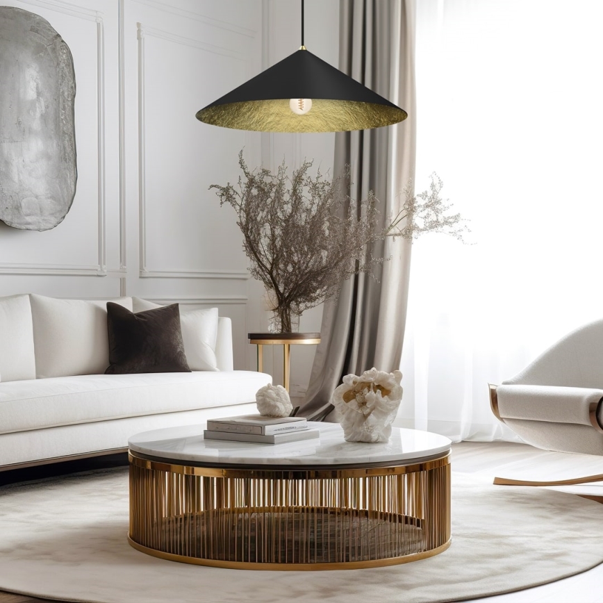 Πολύφωτο με συρματόσχοινο FUJI 1xE27/60W/230V διάμετρος 70 cm μαύρο/χρυσαφί