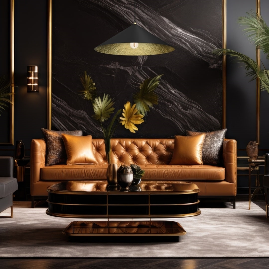 Πολύφωτο με συρματόσχοινο FUJI 1xE27/60W/230V διάμετρος 70 cm μαύρο/χρυσαφί