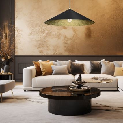 Πολύφωτο με συρματόσχοινο FUJI 1xE27/60W/230V διάμετρος 90 cm μαύρο/χρυσαφί