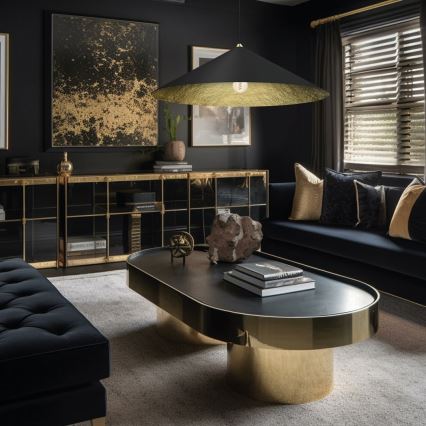 Πολύφωτο με συρματόσχοινο FUJI 1xE27/60W/230V διάμετρος 90 cm μαύρο/χρυσαφί