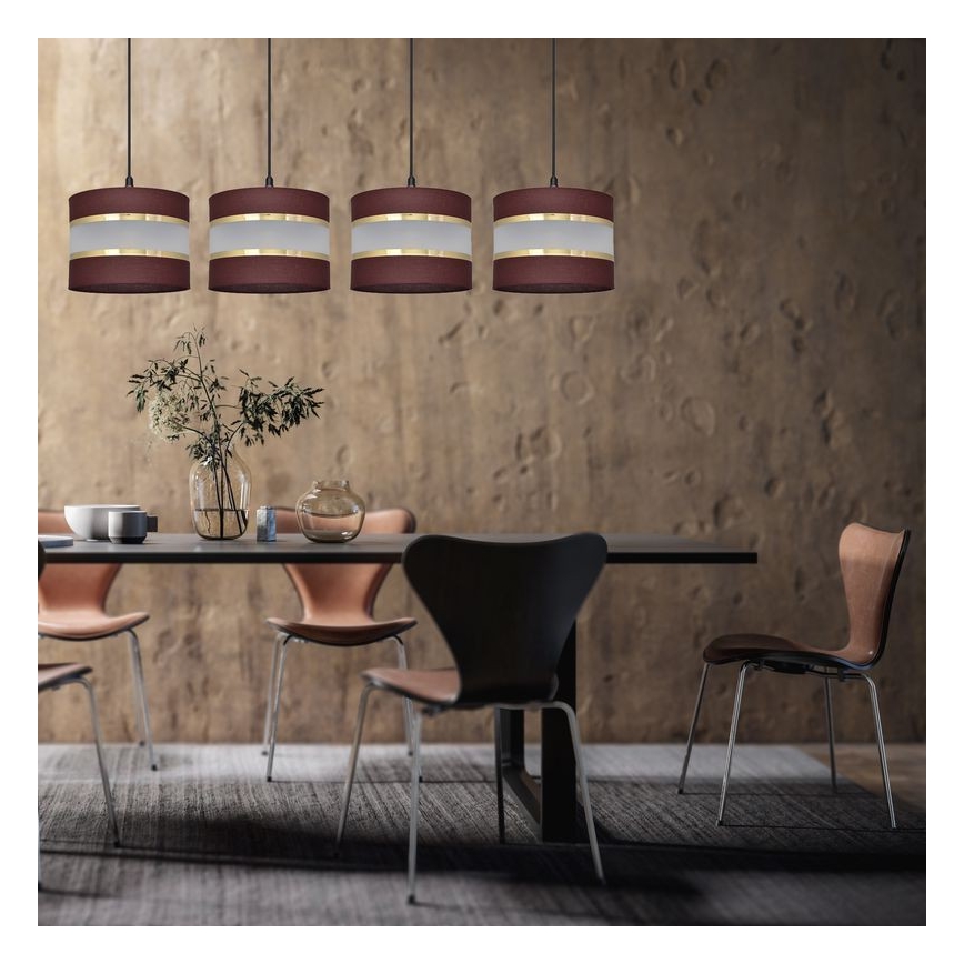 Πολύφωτο με συρματόσχοινο HELEN 4xE27/15W/230V καφέ/μαύρο/χρυσαφί