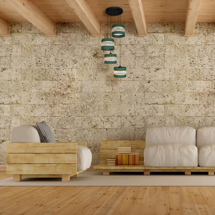 Πολύφωτο με συρματόσχοινο HELEN 4xE27/15W/230V πράσινο/χρυσαφί