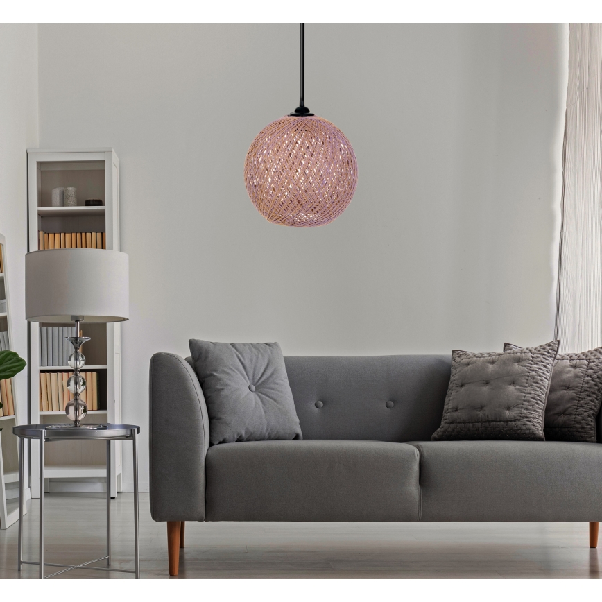 Πολύφωτο με συρματόσχοινο JUTE 1xE27/60W/230V ροζ