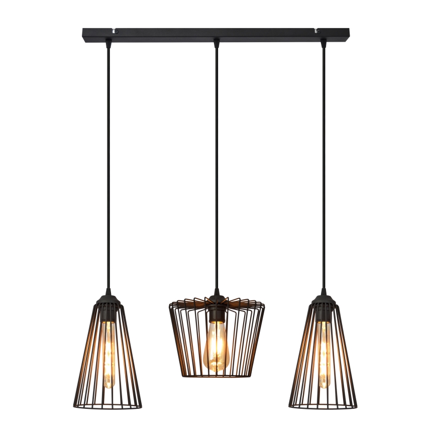 Πολύφωτο με συρματόσχοινο TORRI 3xE27/15W/230V μαύρο