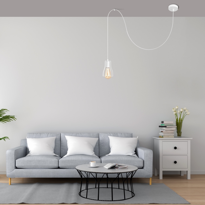 Πολύφωτο με συρματόσχοινο TUBE LONG 1xE27/15W/230V λευκό