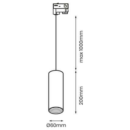 Πολύφωτο με συρματόσχοινο για 3-phase rail system PIPE 1xGU10/25W/230V μαύρο