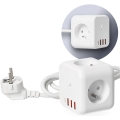 Πολύπριζο κύβος με διακόπτη LINEA 3x230V + 4xUSB A/C λευκό