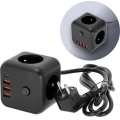 Πολύπριζο κύβος με διακόπτη LINEA 3x230V + 4xUSB A/C μαύρο