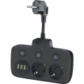 Πολύπριζο LINEA με διακόπτη 2x230V + 4xUSB A/C SCHUKO μαύρο