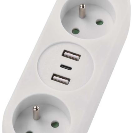 Πολύπριζο προέκτασης ρεύματος με 2 πρίζες, 2x USB-A και USB-C — μήκος καλωδίου 1,4 m