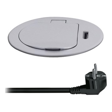 Πολύπριζο γραφείου 1x230V + USB-C Power Delivery ασημί/μαύρο