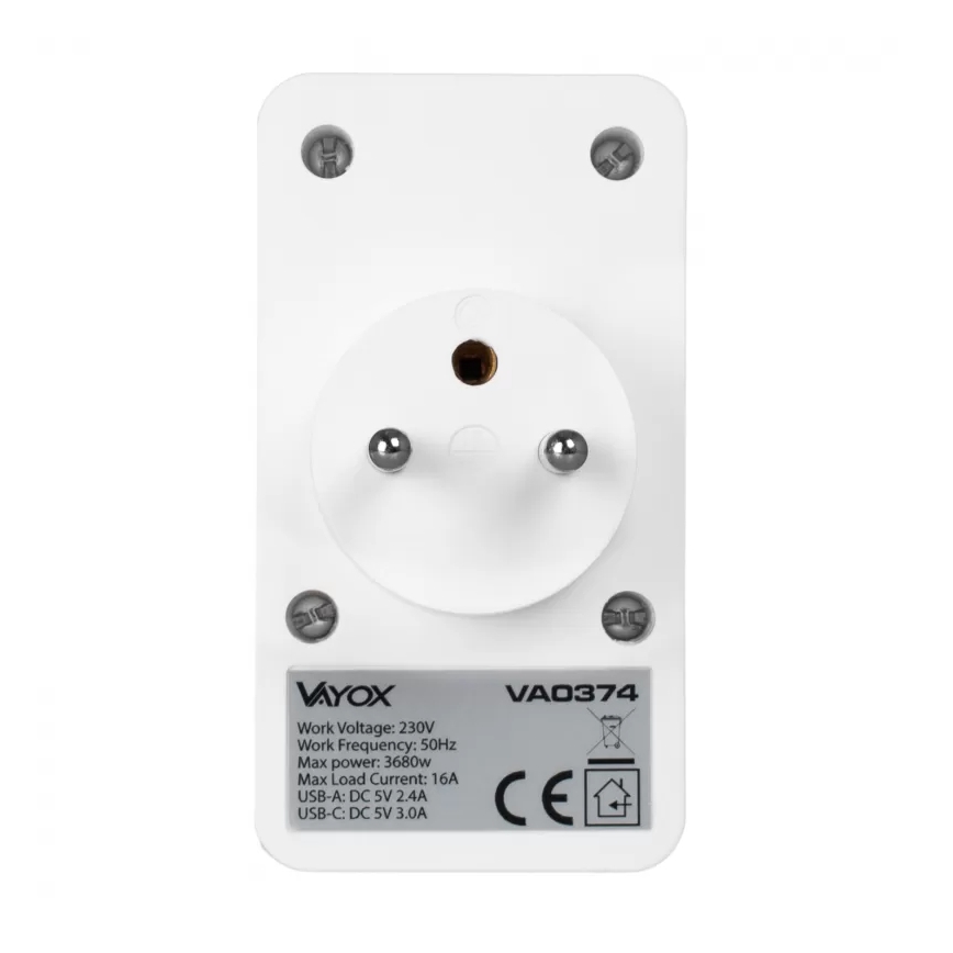 Πολύπριζο με 2 πρίζες + 2x USB-C + 2x USB-A