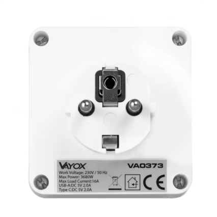 Πολύπριζο με 2 υποδοχές + USB-C + USB-A με ενσωματωμένο LED φωτισμό LED/0,5W/230V 3000K