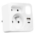 Πολύπριζο με 2 υποδοχές + USB-C + USB-A με ενσωματωμένο LED φωτισμό LED/0,5W/230V 3000K