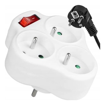 Πολύπριζο με διακόπτη, 3 υποδοχές