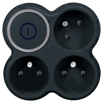 Πολύπριζο με διακόπτη 3x 10A μαύρο