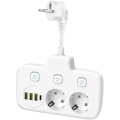 Πολύπριζο με διακόπτη LINEA 2x230V + 4xUSB A/C SCHUKO λευκό