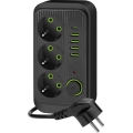 Πολύπριζο με διακόπτη LINEA 3x230V + 5xUSB A/C 1,5 m SCHUKO μαύρο
