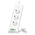 Πολύπριζο με διακόπτη LINEA PRO 3x230V+ 3xUSB-A + 1xUSB-C SCHUKO 1,5 m λευκό