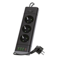 Πολύπριζο με διακόπτη LINEA PRO 3x230V+3xUSB-A + 1xUSB-C SCHUKO 1,5 m μαύρο