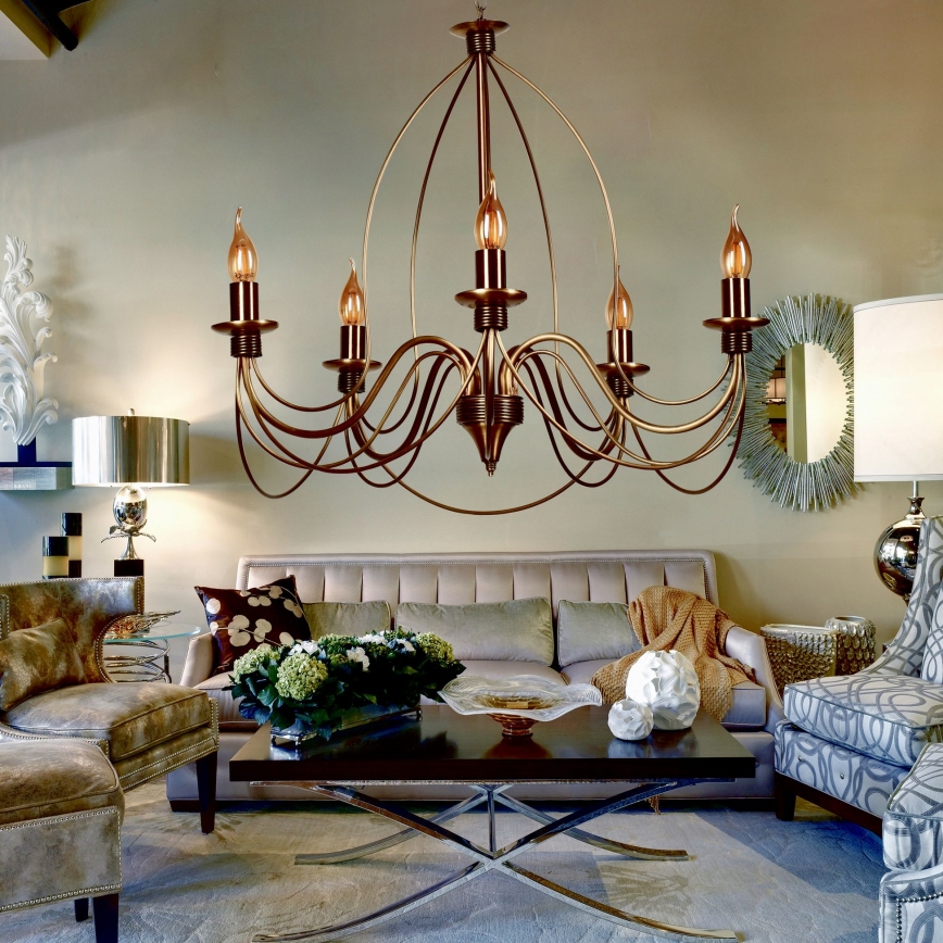 Πολυέλαιος CLASSIC με αλυσίδα 5xE14/40W/230V, σε μπρονζέ απόχρωση