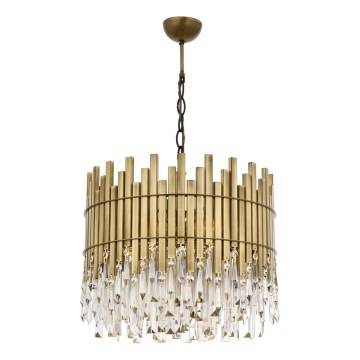 Πολυέλαιος CRYSTALLINE με αλυσίδα, 6xE27/40W/230V, Διάμ. 40 cm, ορείχαλκος