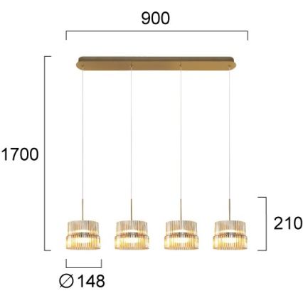 Πολυέλαιος LED με καλώδιο LUXE LED/46W/230V σε ορείχαλκο