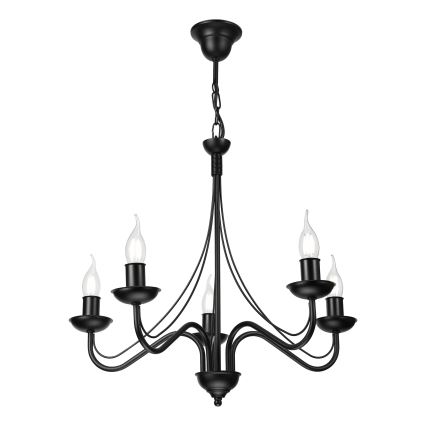 Πολυέλαιος σε αλυσίδα ANTON 5xE14/15W/230V μαύρος
