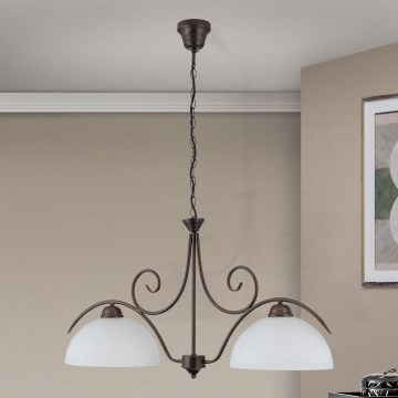 Πολυέλαιος σε αλυσίδα RULA 2xE27/40W/230V λευκό/μπρονζέ