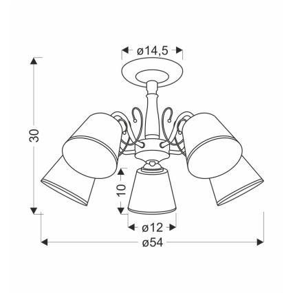 Πολυέλαιος σε ράβδο LOSANNA 5xE14/40W/230V μπρούτζινος