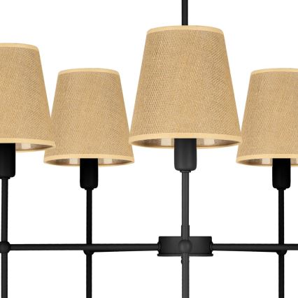 Πολυέλαιος σε ράβδο MADELA 5xE14/40W/230V γιούτα/μαύρο