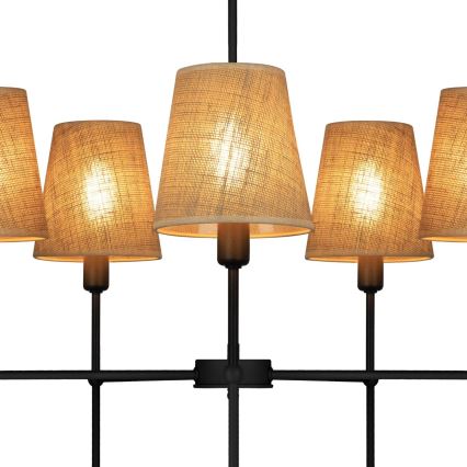 Πολυέλαιος σε ράβδο MADELA 5xE14/40W/230V γιούτα/μαύρο