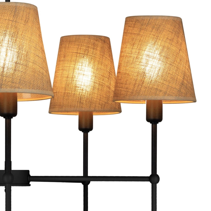 Πολυέλαιος σε ράβδο MADELA 5xE14/40W/230V γιούτα/μαύρο