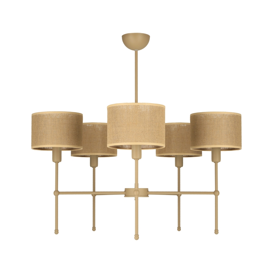 Πολυέλαιος σε ράβδο MADELA 5xE14/40W/230V γιούτα/μπεζ