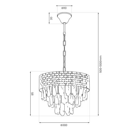 Πολυέλαιος με αλυσίδα CHARLIZE 4xE14/10W/230V χρυσός