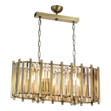 Πολυέλαιος με αλυσίδα CRYSTALLINE 6xE14/40W/230V ορείχαλκος