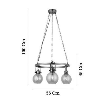 Πολυέλαιος με αλυσίδα POLINO 3xE27/40W/230V μπρονζέ